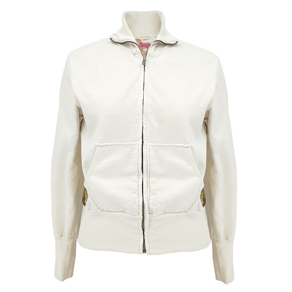 PRIMP Sequin Zip Sweatshirt in Cream & Gold S